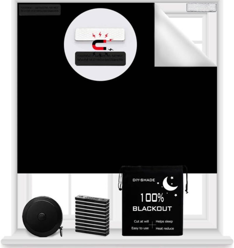 BirdNest 100% Blackout Blind Magnetic Window Cover 118 x 57Inch,No Drill,Cut Any Size/Shape,Portable Black Out Shades Curtains for Nursery Bedroom,Rv,Media Room with Magnetic Closure - Image 1